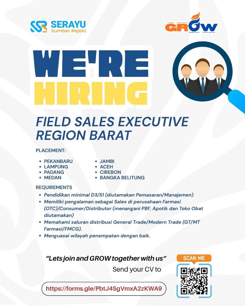 disnaker_babel's tweet photo. info Loker PT SERAYU SUMBER REZEKI-Bangka Belitung

untuk posisi FIELD SALES EXECUTIVE Region Barat.
Pendaftaran di Link https://t.co/bMmta6xRsf

https://t.co/04ohocELTY

#disnakerbabel https://t.co/pNRlnU0AAv