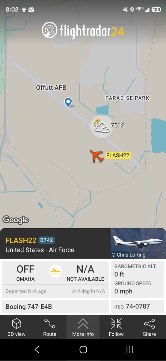 norb420's tweet photo. #ADFEB5 as #FLASH22 Taxing for takeoff for the second time from Offutt AFB KOFF. https://t.co/KILC4G8Njs