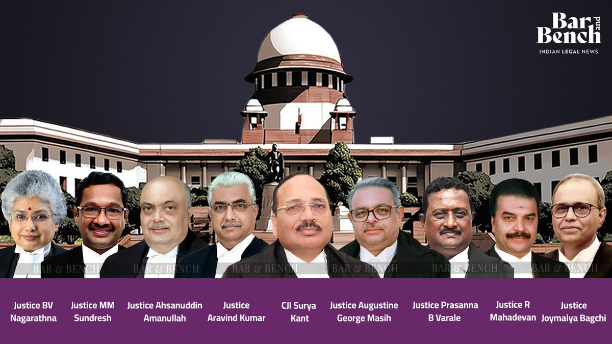 barandbench's tweet image. DAY 4: Supreme Court  nine-judge bench to resume hearing reference arising from Sabarimala review pleas

Parties opposing the reference to commence submissions today 
#Sabarimala #SupremeCourt