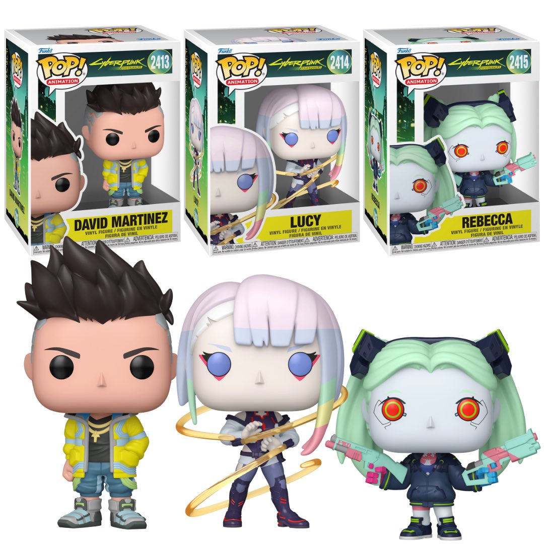FunkoPOPsNews's tweet image. Box glams for the new Cyberpunk Edgerunners Funko POPs! Going live at the links below tomorrow .. 9AM PT!

   EE ~ fnkpp.com/EE
   Amzn ~ fnkpp.com/AmN
   FS ~ fnkpp.com/FS

#Ad #CyberpunkEdgerunners #Cyberpunk2077 #FunkoPOPNews #Funko #FunkoPOP