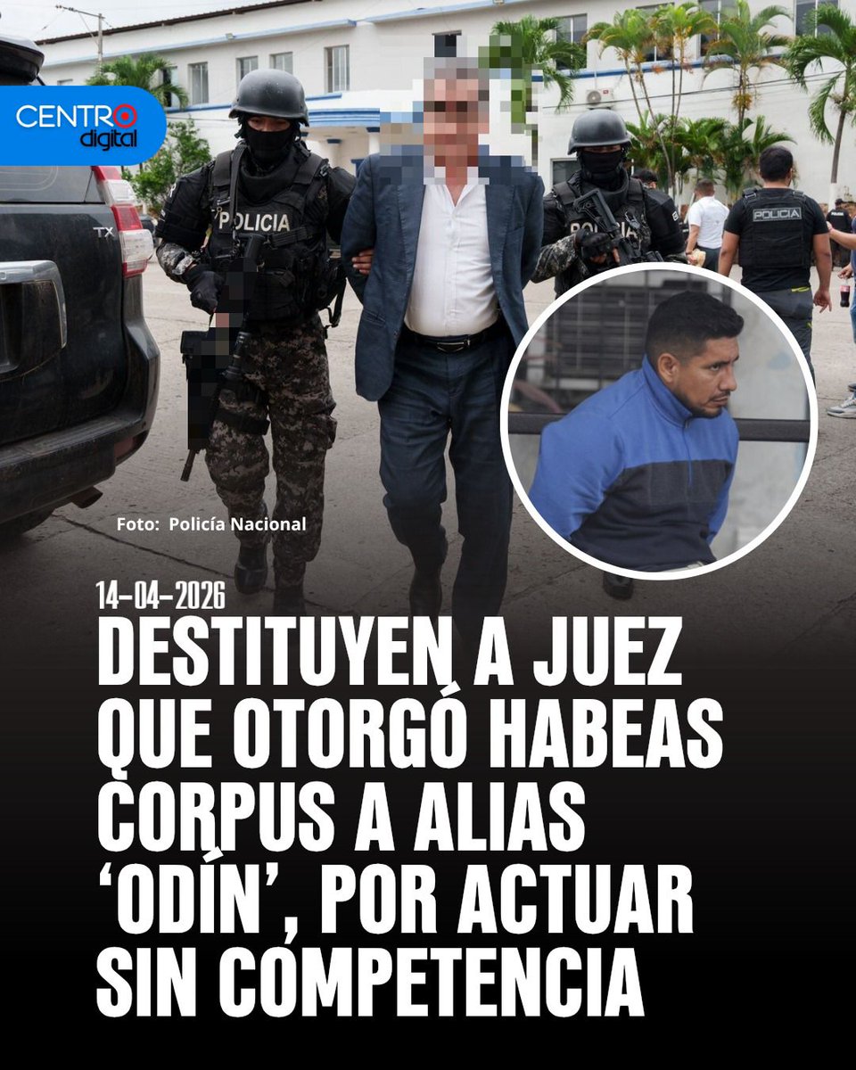 radiocentroec's tweet photo. #ATENCIÓN | El Consejo de la Judicatura destituyó a un juez de la Unidad Judicial Norte 1 Penal de Guayaquil por conceder un habeas corpus sin competencia, lo que permitió la liberación de alias ‘Odín’, procesado por narcotráfico; además, el magistrado fue detenido por su presunta vinculación en tráfico de influencias. 

Los Detalles ➡️ https://t.co/SH6gGTMEE0