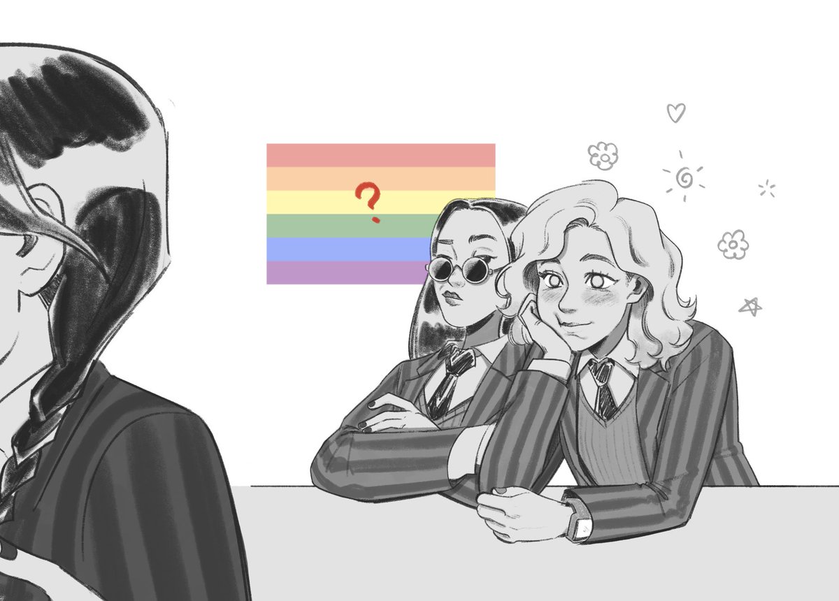 employedhamster's tweet photo. Experimenting with another brush again lol

I like the idea that s1 Enid was very “wow my roommate is so cool and interesting and and and” and Yoko was just like 🤨🏳️‍🌈 https://t.co/yPcvDLL7D4