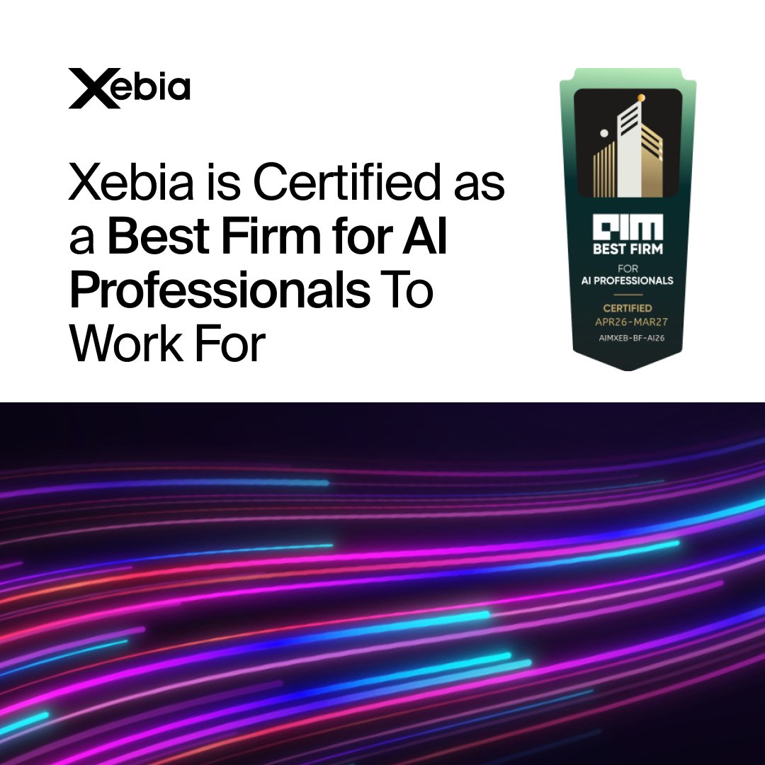 Xebia_Global's tweet image. Proud moment for Xebia.

Recognized by AIM as a Best Firm for AI Professionals (2026–27)—a reflection of how deeply AI is embedded in how we work and grow.

Thanks to our amazing Xebians.

#Xebia #AI #FutureOfWork