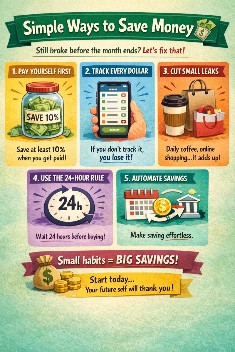 HealthWealthstr's tweet image. Saving money isn’t hard… consistency is 100
#MoneyTips #SavingMoney #FinancialFreedom #Budgeting #SmartMoney #WealthMindset #MoneyHabits #SaveMoreSpendLess #PersonalFinance