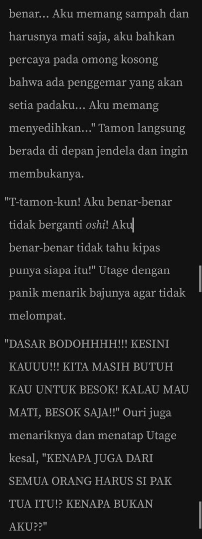 tamonfess's tweet photo. 🍄 APAKAH UTAGE TELAH BERGANTI OSHI!??//canda
Ini adalah potongan dari my yumeship fanfic with Keito Tachibana, bisa cek di fumie_dcn jika kepo yah, and anyone wanna be moots? Actually my sharing status is OK sharing! Jadi aman aja kalau pacar² Keito lain mau berteman denganku😋 https://t.co/AgRDFhZ2Rk