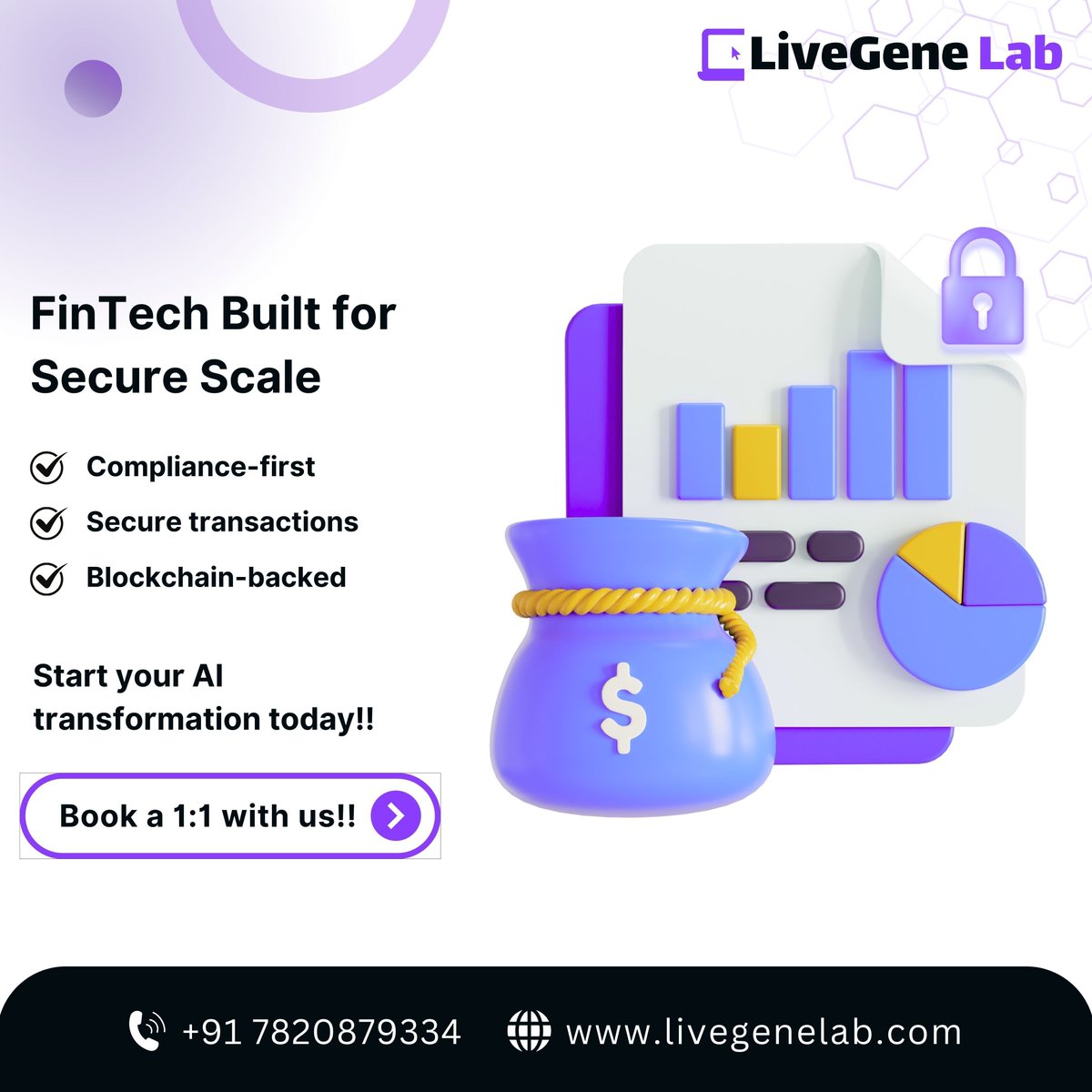 LivegeneLab's tweet image. We design FinTech solutions with security and compliance at the core, not as an afterthought. From digital payments to blockchain-backed systems, we build platforms that scale. Book a 1:1 strategy call today. 

#FinTech #DigitalFinance #SecureSystems #EnterpriseTech