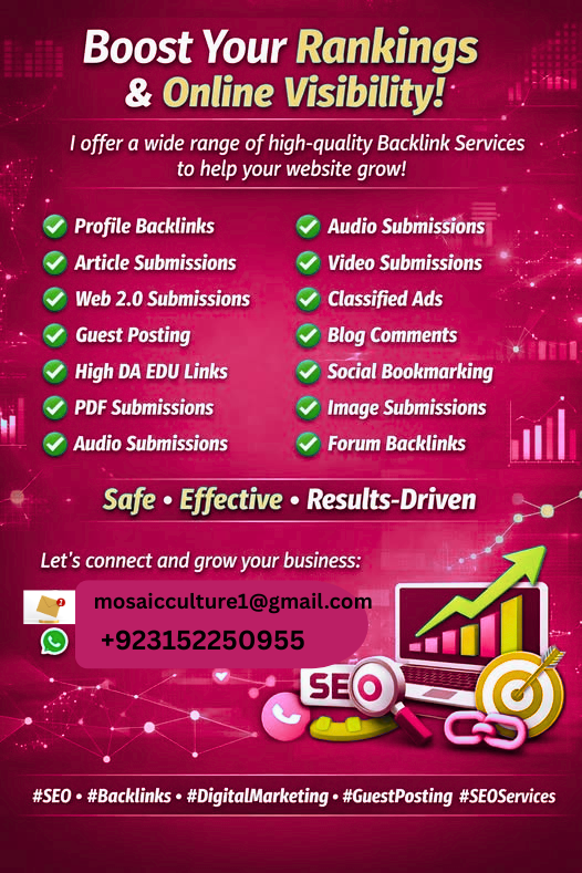 maqsoodk541's tweet image. 🚀 Boost Your Brand with High-Quality Guest Posts!    Looking to grow your online presence, improve SEO, and reach a wider audience?
📧 mosaicculture1@gmail.com    #GuestPosting #SEOService #DigitalMarketing #ContentMarketing #LinkBuilding #GrowYourBusiness #CultureMosaic