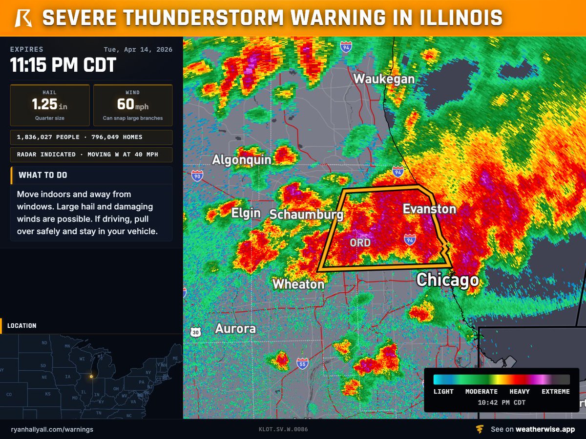 Severe Thunderstorm Warning for Northern DuPage and Northern Cook ...