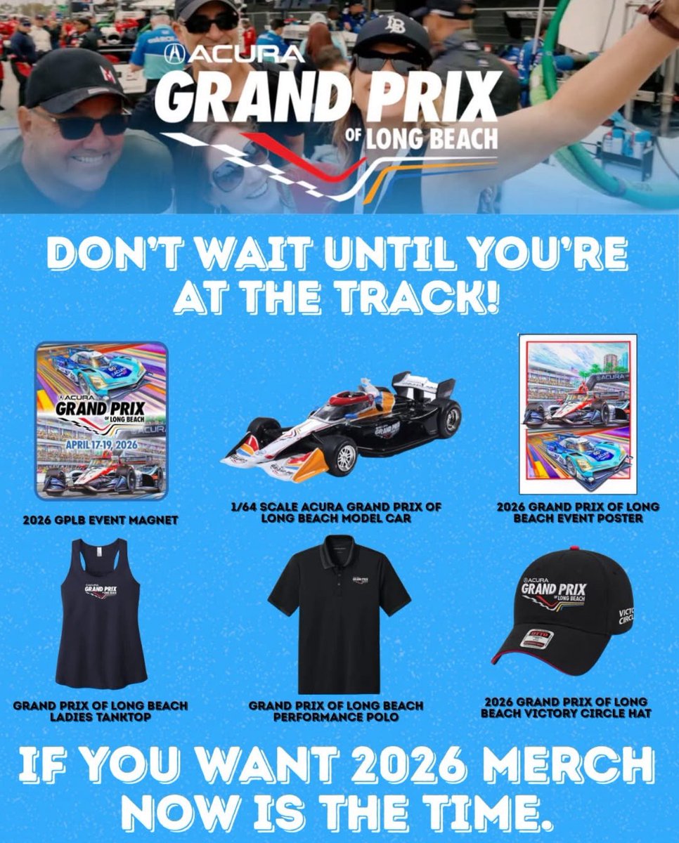 GPLongBeach's tweet image. 🔥 Top picks for Long Beach weekend. Posters, magnets, tees, hats &amp;amp; MORE are already moving fast! Don’t wait until race day, grab your Long Beach merch NOW 👉  gplbmerch.com

#AGPLB #Merch
