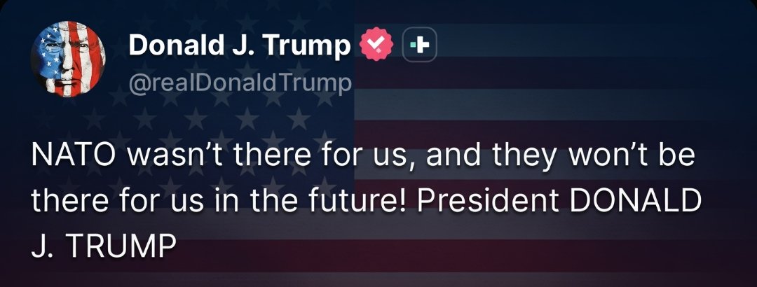 shuklarewa9082's tweet image. #President #Trump just dropped a massive truth #bomb on NATO
 #NATO wasn’t there for us, and they won’t be there for us in the future
 No more free rides. America First is getting stronger every day   

What do you think is NATO still relevant, or is it time for a major