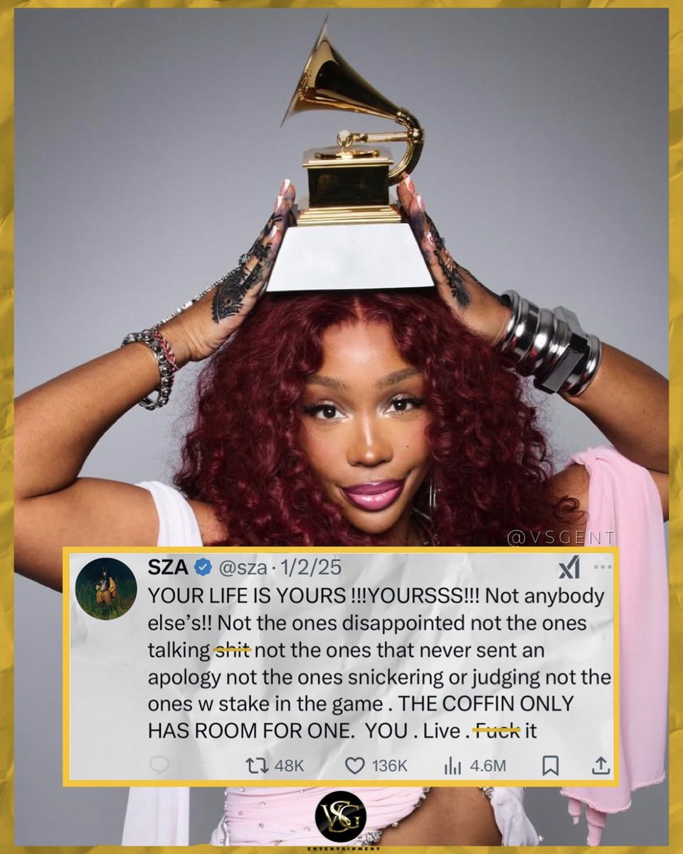 VSG_ENT's tweet image. @sza Your life is yours. #sza