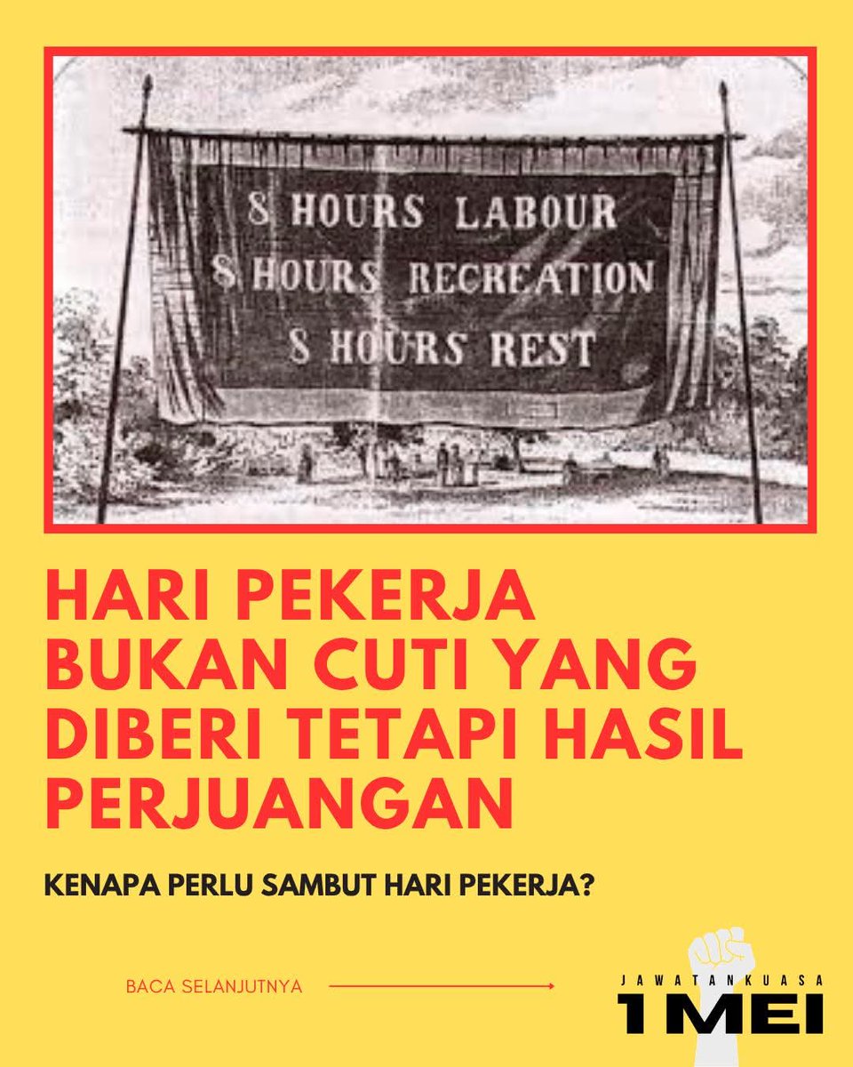 Mengapakah 1 Mei (Hari Pekerja) disambut dengan perarakan &amp; aksi turun ke jalan? 

Ini sejarah ringkas kenapa kita berarak 🧵
