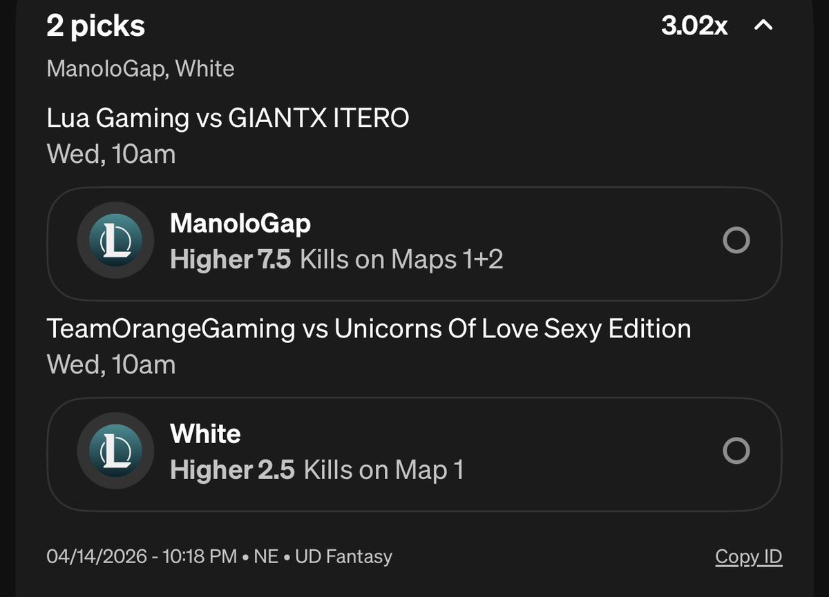 UhCharger's tweet image. Underdog League Slate 

#Gambling #eSports #WakenCash