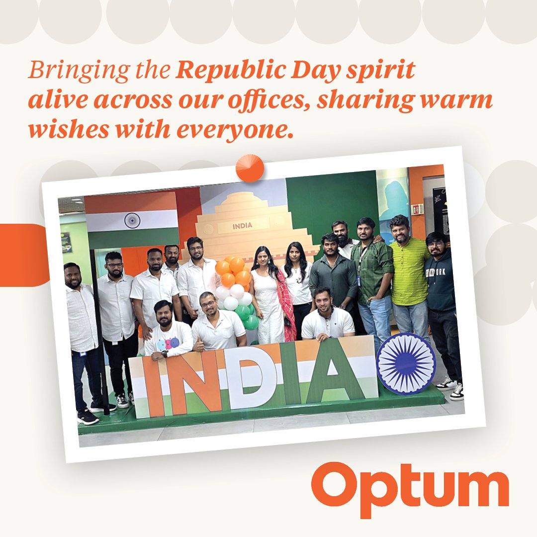 karthik_2209's tweet image. Our workplaces across India came alive in a wave of tricolour pride as colleagues came together to celebrate the Republic Day spirit, bringing energy, warmth and a deep sense of unity.
#RepublicDay #LifeAtOptum #OptumIndia