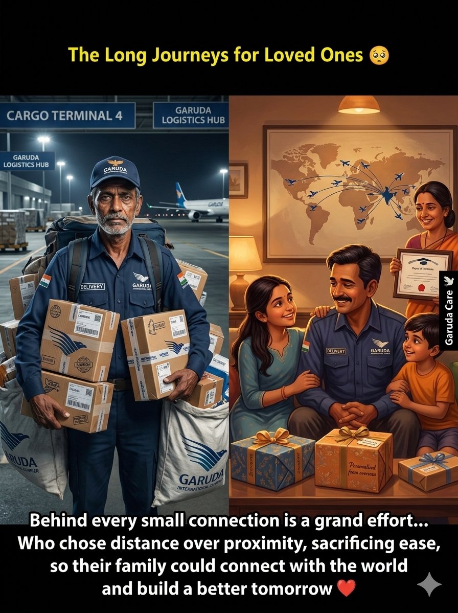 couriergaruda's tweet image. "Sacrificing today for their tomorrow. Garuda International Courier: Delivering more than just packages—delivering love across the miles. ✨"

#GlobalDelivery #FamilyFirst #HardWork #CourierServices #ConnectingWorlds  #InternationalShipping #Dedication #couriergaruda