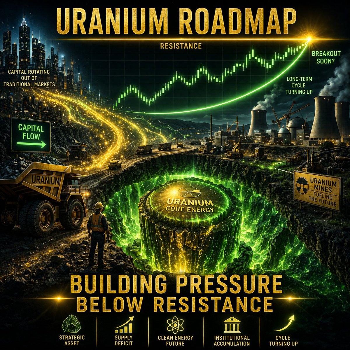 investingocom's tweet photo. Uranium has gone from “forgotten” to quietly trending higher.

Now testing a key level.

This is where markets usually decide what comes next.

Watching closely.

Full roadmap → link in bio https://t.co/MZzSklWPAF