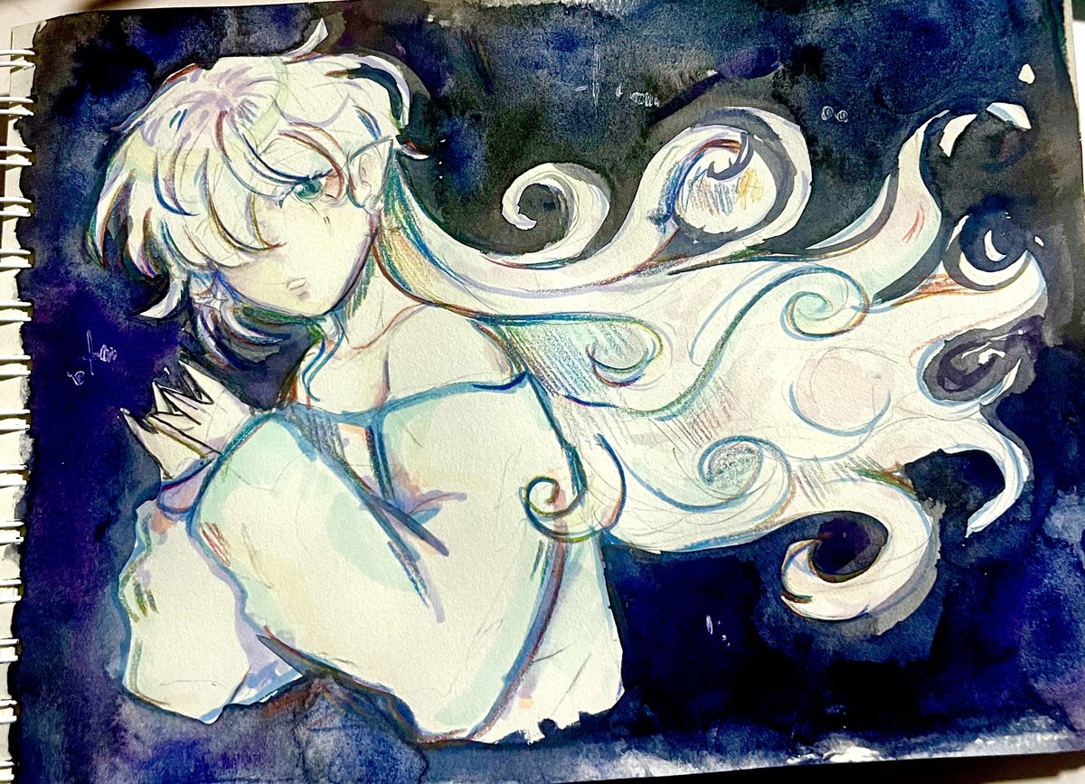 CoffeyBunnys's tweet image. Some tradional art of The moon #Themoon #moon #artemis #drawing