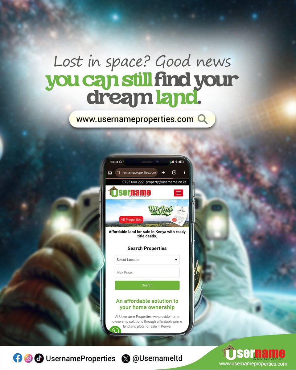 usernameltd's tweet image. Explore our projects from anywhere.

Visit our website to view locations, prices and project details before booking a site visit.
🌐 usernameproperties.com

#UsernameProperties #LandInvestment