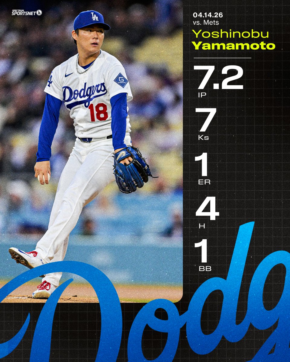 SportsNetLA's tweet image. ANOTHER QUALITY START FROM YAMA 🦁
#Dodgers