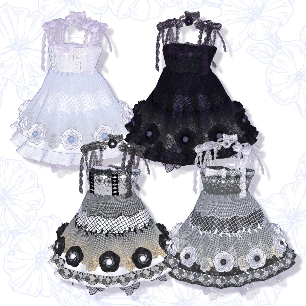 tekona0's tweet image. 【宣伝】
🎀改変応援！無料配布中🎀
お花とレースがポイントのワンピースを配布中🌼
👗無料アバターのユリウス＆ポチ対応
#VRC
非対応改変歓迎です✨✨

【ブロキマナクアバター・ポチ対応】
「サマーフラワーズドレス🌼」
tekona0.booth.pm/items/7050727
