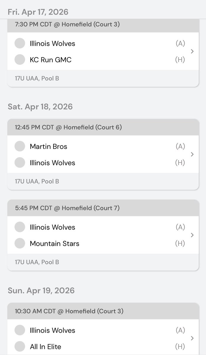 MylesMontgome16's tweet photo. Schedule for UAA session 1 in Kansas City @WolvesILL https://t.co/8Dfo7nO4ii