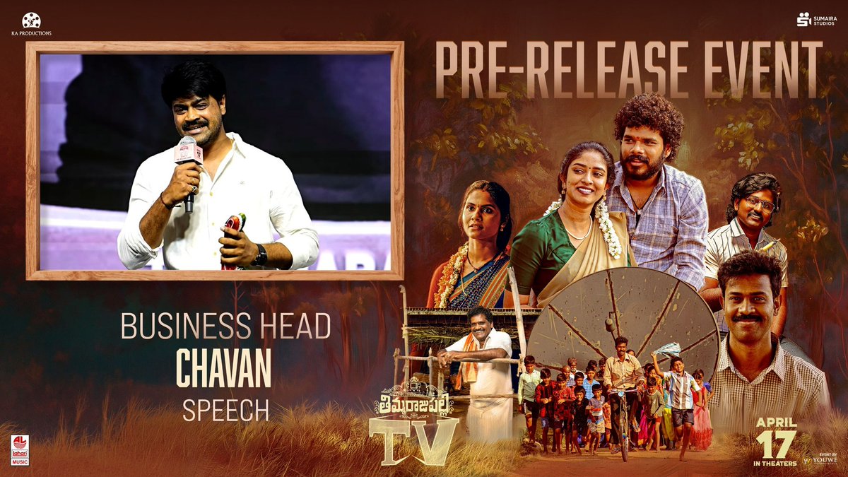 vmahesh1118's tweet photo. There is not even 1% doubt about the movie.. We are giving it 100%.
Business Head #Chavan speech at #ThimmarajupalliTV Pre Release Event
▶️https://t.co/rgH1zzKWHV
IN CINEMAS FROM APRIL 17TH 🎬🔥 https://t.co/7NgkGfCKPL