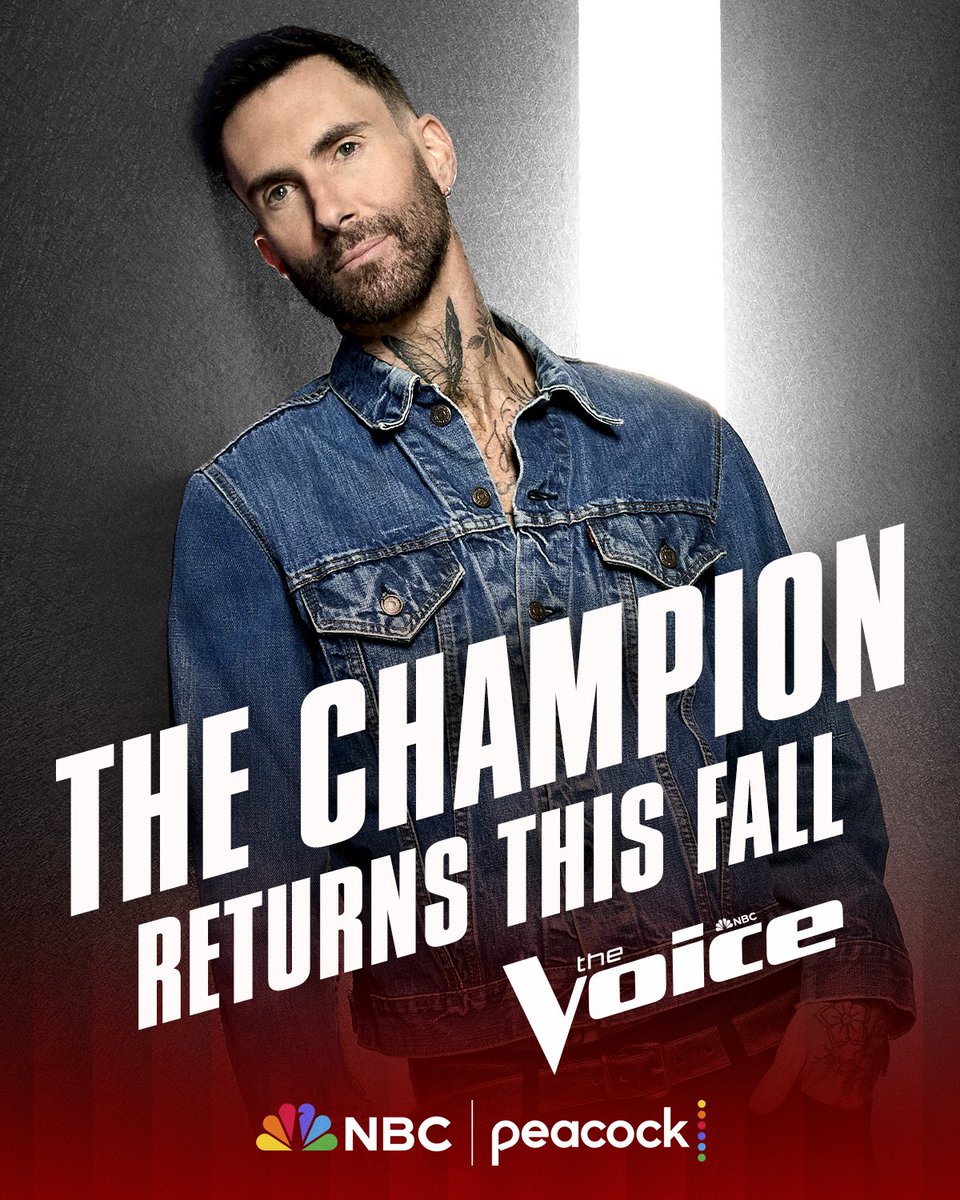 NBCTheVoice's tweet image. The champion returns 🥇 Adam Levine will be returning for season 30 as a Coach! #TheVoice | @NBC and streaming on Peacock
