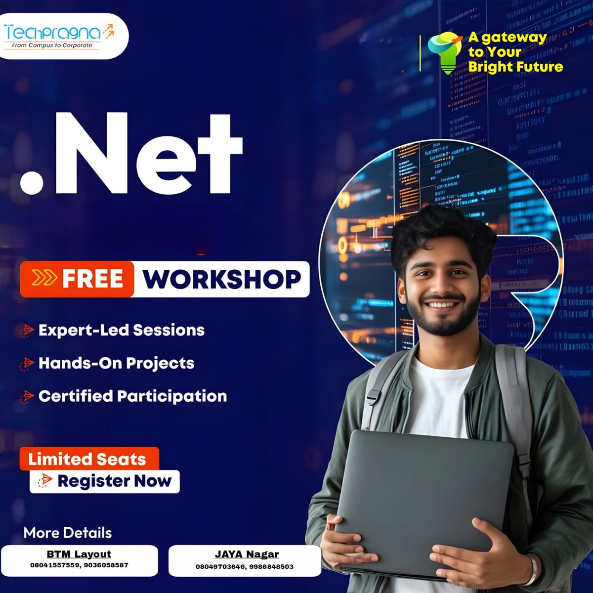 e_techpragna's tweet image. Kickstart your career with our FREE .NET Workshop!
💡 Learn from experts
🛠 Build real-world projects
📜 Get certified
⚠ Limited seats available — don’t miss out!
👉 Register now
#DotNet #FreeWorkshop #TechCareer #SoftwareDevelopment #CodingWorkshop #LearnToCode #CareerGrowth