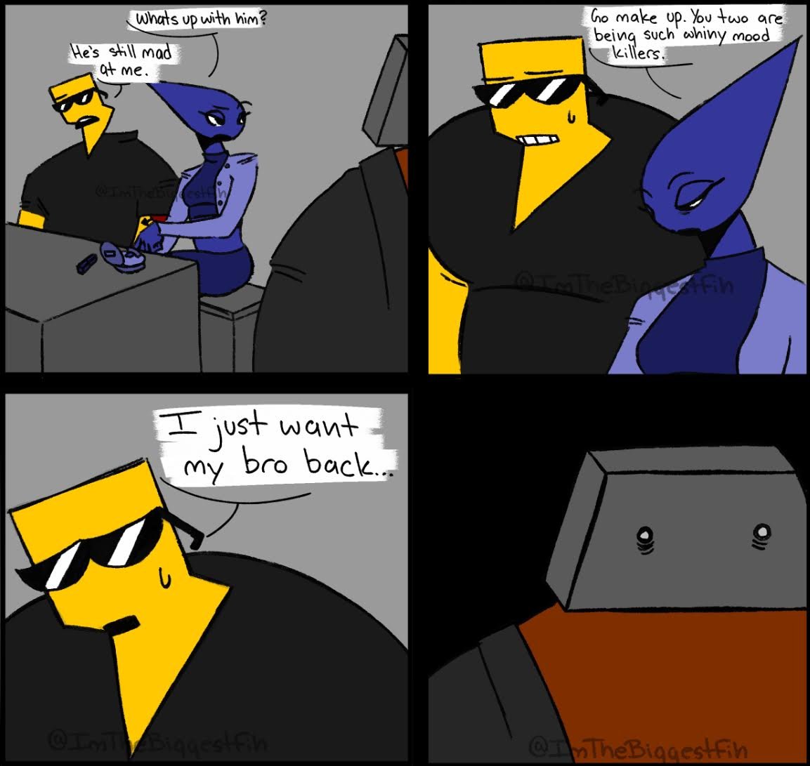 ImTheBiggestFih's tweet image. two bros chilling in a school 5 feet apart cuz they broke up #puzzleheads