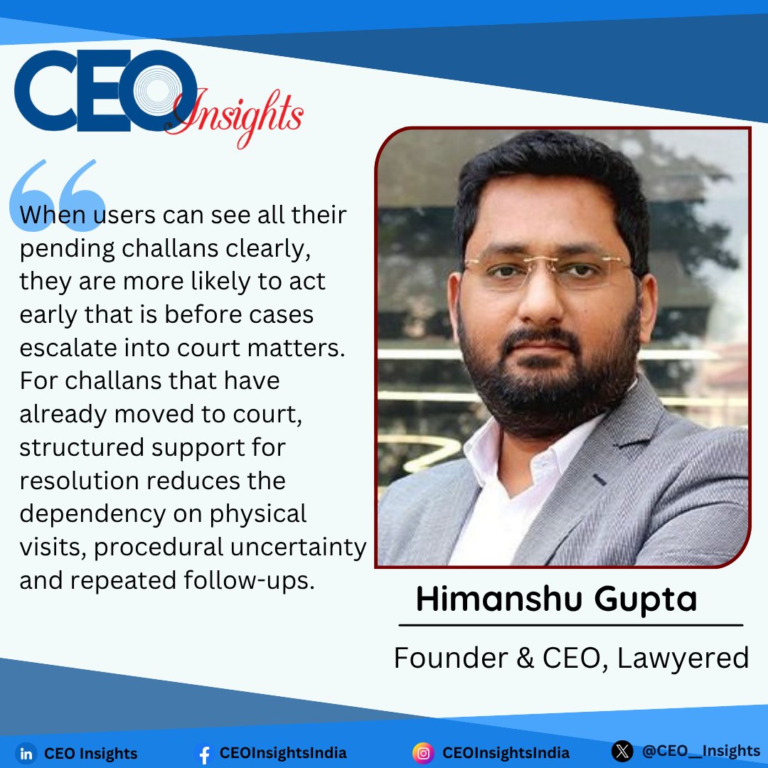 CEO__Insights's tweet image. From Visibility to Resolution: Fixing India’s Traffic Compliance Chain

Himanshu Gupta, Founder &amp;amp; CEO, @LawyeredIN

Read More: lnkd.in/gwH9cCk4

#productdevelopment #developmentandmanagement #resolutioncapacity #innovativelegalconsumerproducts
