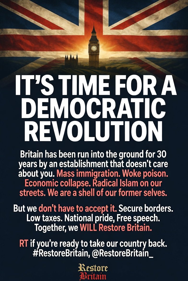 kevcrab's tweet photo. @RupertLowe10 🇬🇧Our children deserve a Britain worth inheriting. Not one hollowed out by weak leaders, open borders, and eroded values.
Restore Britain will fight for secure borders, low taxes, and national pride—so our kids grow up in a proud, safe, free nation 🇬🇧
#RestoreBritain
#Ruperlowe https://t.co/CyBOObziRG