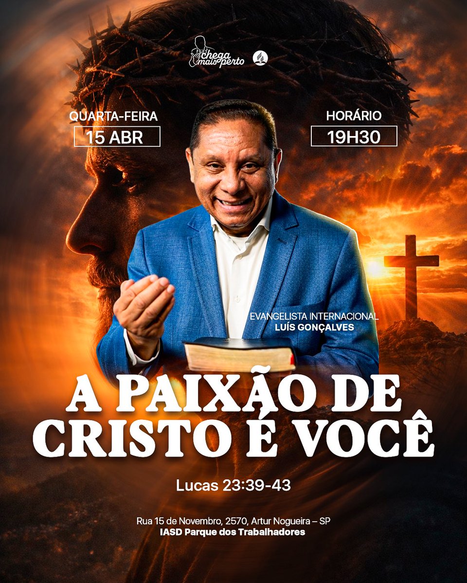 ATENÇÃO amigos de Arthur Nogueira! Hoje estaremos juntos para a #CaravanaDaEsperança #ODramaDaPaixão na @lasdparquedostrabalhadores 
Venha e traga a sua família e amigos!