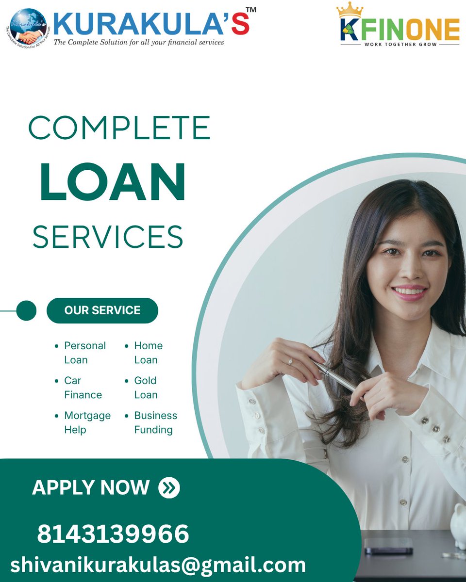 shivani8979151's tweet image. Looking for the right financial support? We’ve got you covered! 💼
✅ Personal Loan
✅ Home Loan
✅ Car Finance
✅ Gold Loan
✅ Business Funding
📞 Call us today: 8143139966
📩 shivanikurakulas@gmail.com
#LoanServices #FinanceSolutions #BusinessLoan #PersonalLoan #EasyFinance