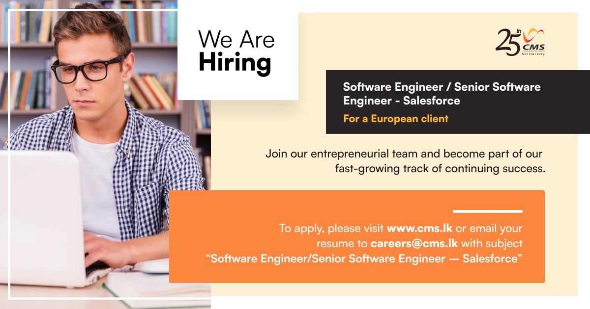cms_lk's tweet image. Our EU client is on the lookout for a talented Salesforce Developer to join their team in Sri Lanka.
cms.lk/careers/softwa…

#salesforce #oop #javascript #lwc #apex