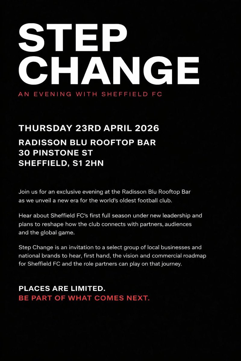 The club that invented football needs your ££

We are entering an exciting new era and want to invite potential partners to join us as sponsors as we take the club forward

If you want to be part of the movement please click this link to request a place at our forthcoming event