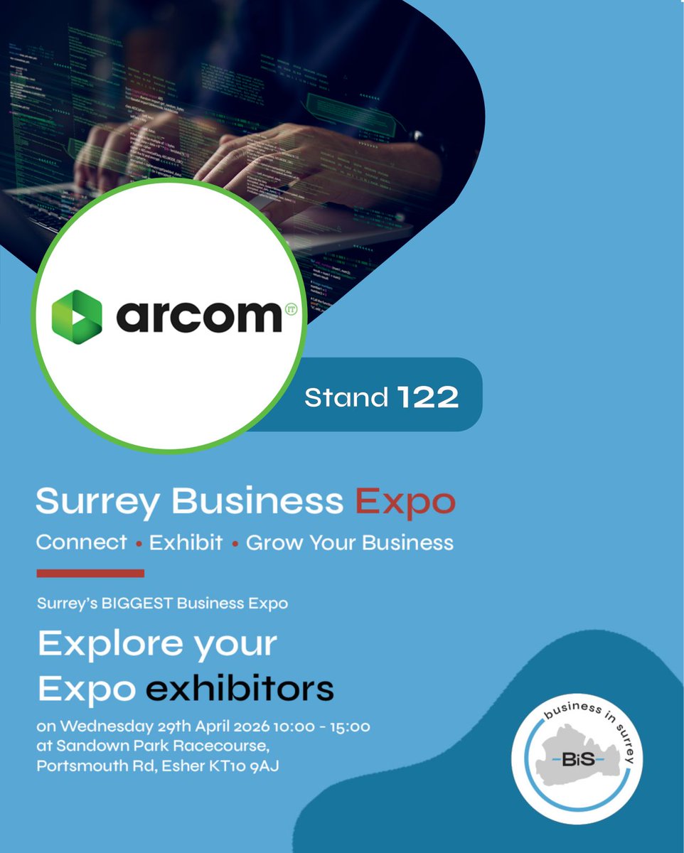 ArcomIT's tweet photo. 🔊We're delighted to say we'll be at the Surrey Business Expo at the Sandown Park Racecourse in Esher!

⭐You'll be able to find us at stand 122, where our experts and Chairman Shahid Azeem will be on hand to network!

#Networking #surreybusinessexpo #SandownParkRacecourse https://t.co/E4e0X7bf8S