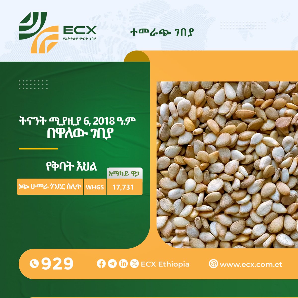 ecx_Official's tweet image. የግብርና ምርቶች የግብይት መረጃ
#Ethiopia #Commodity #Exchange (ECX)
#Commodity #Trade #Data