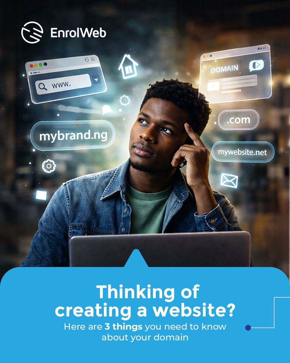 enrolweb's tweet image. Most of the time, it’s not about the product, the 
price, or even the marketing,it's about the domain.
Don’t leave your first impression to chance.
Send us a DM to secure your domain today and let's get started
#EnrolWeb #digitalbusiness #webservices