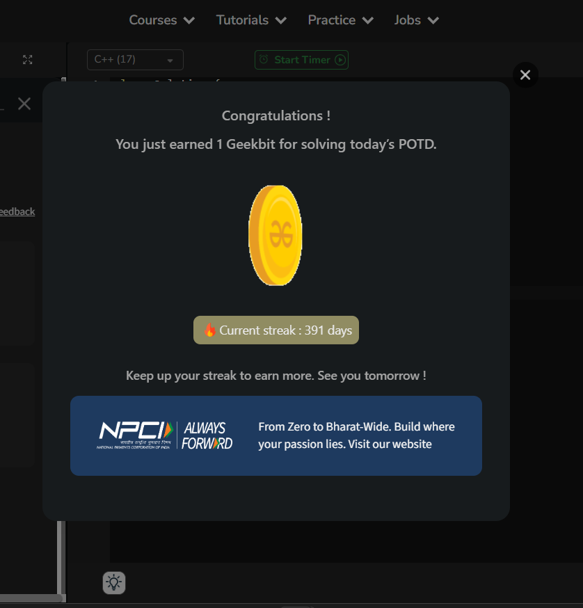Soni490's tweet photo. 🚀 Day 60/60 – GFG × NPCI Challenge 🎯
Solved: URLify a Given String
Approach: 🔁 String Manipulation
Replaced spaces with %20 efficiently.
Completed 60 days of consistency 🚀💪
#60DaysChallenge #DSA #Strings #GeeksforGeeks #NPCI
@geeksforgeeks  @NPCI_NPCI @geeksforgeeks https://t.co/ftXvJDPo84