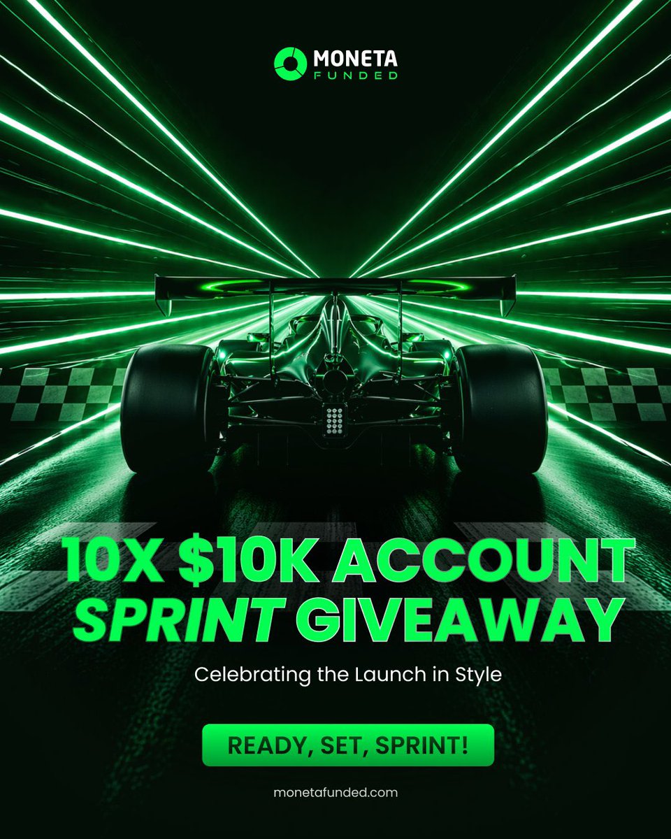 gana__jr's tweet photo. The Sprint Challenge is LIVE ⚡️

It’s time to celebrate in Moneta Funded style 🎉

We’re kicking it off with a 10X $10K account GIVEAWAY 

1️⃣ Follow us on @gana__jr @MonetaFunded IG, X & YouTube
2️⃣ Join our Discord (link in bio)
3️⃣ Like, engage & repost this post and tag 3 traders
4️⃣ Engage & repost our latest Sprint Challenge launch post on X