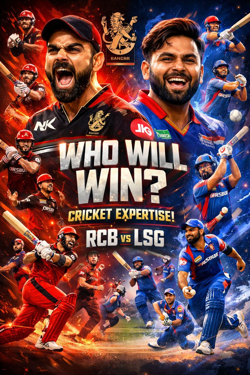 CrickExpertise's tweet photo. What's your Prediction? #RcbvsLsg 
#RCB #Lsg https://t.co/bSJm06hkSw