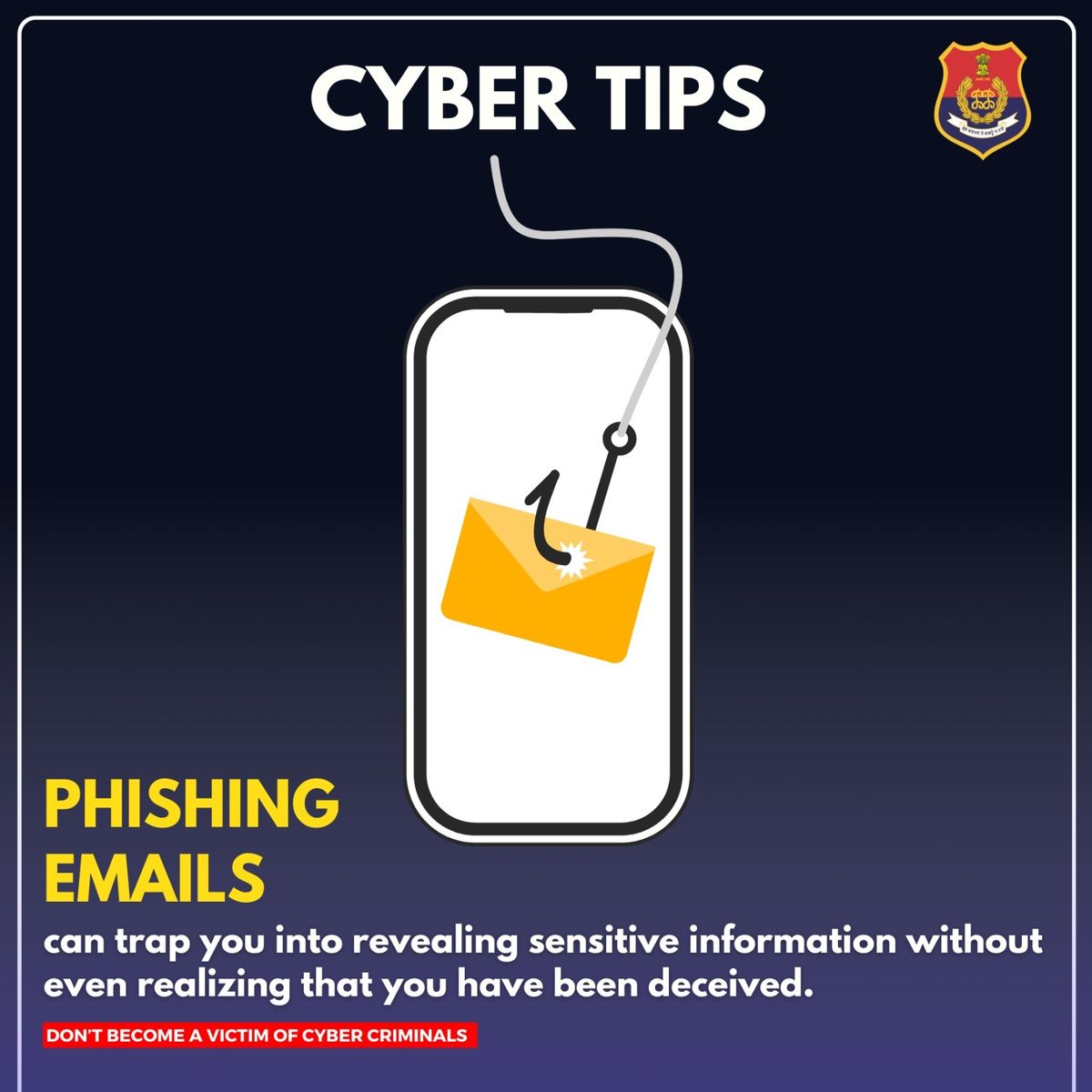 JalandharRange's tweet image. Beware of phishing emails! 🎣 

They can trick you into revealing sensitive information. Stay vigilant and never fall for such bait. 🚫📧

#CyberSecurityAwareness