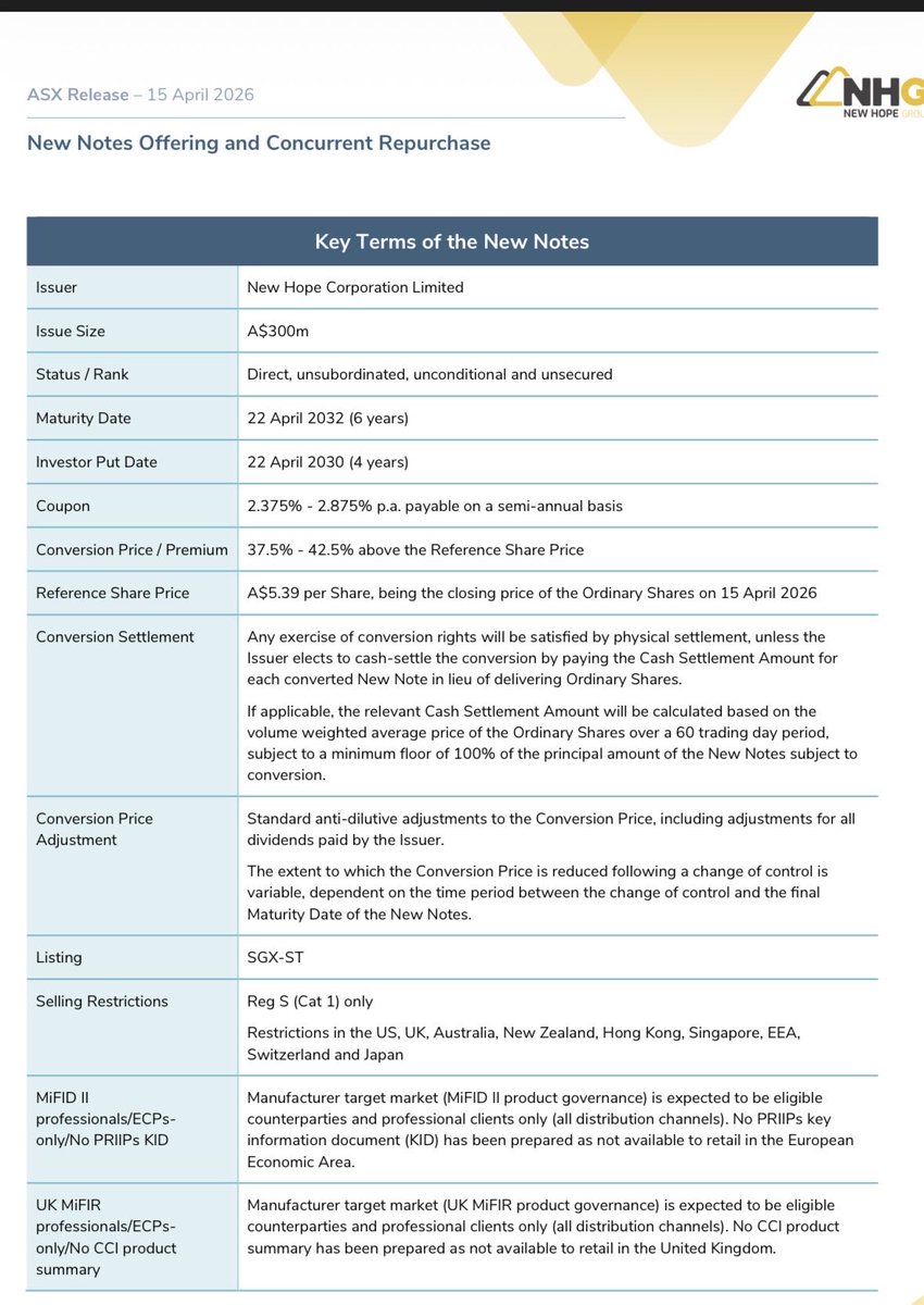 respeculator's tweet photo. In the space of a week.. $WHC.AX refinanced US$600m debt at ~6% secured debt, $YAL.AX got US$1.2bn acquisition debt facility and $NHC.AX refinanced a US$200m con note facility.. at 2.5% coupon (plus w/e conversion px is).. 

We are well past peak ESG.. capital markets are open to dirty KING COAL!