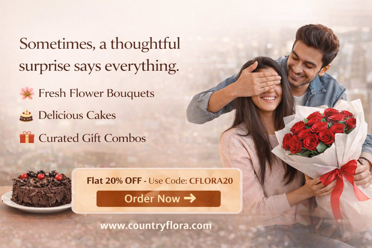 countryflora's tweet image. A small surprise can create a big impact. 💝

Same-Day Delivery
Midnight Surprise
20% OFF – Use Code: CFLORA20

#CountryFlora #SameDayDelivery #MidnightSurprise
#FlowerDeliveryIndia #CakeDeliveryIndia #OnlineGifting
