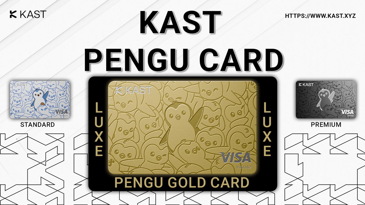 Miner_retrodrop's tweet image. KAST PENGU CARD 💳

The Pengu Card is a co-branded payment card created by @KASTxyz in partnership with Pudgy Penguins. It uses the same payment infrastructure as other Kast cards but features a special Pengu design and branding. The card operates on the Visa network and is