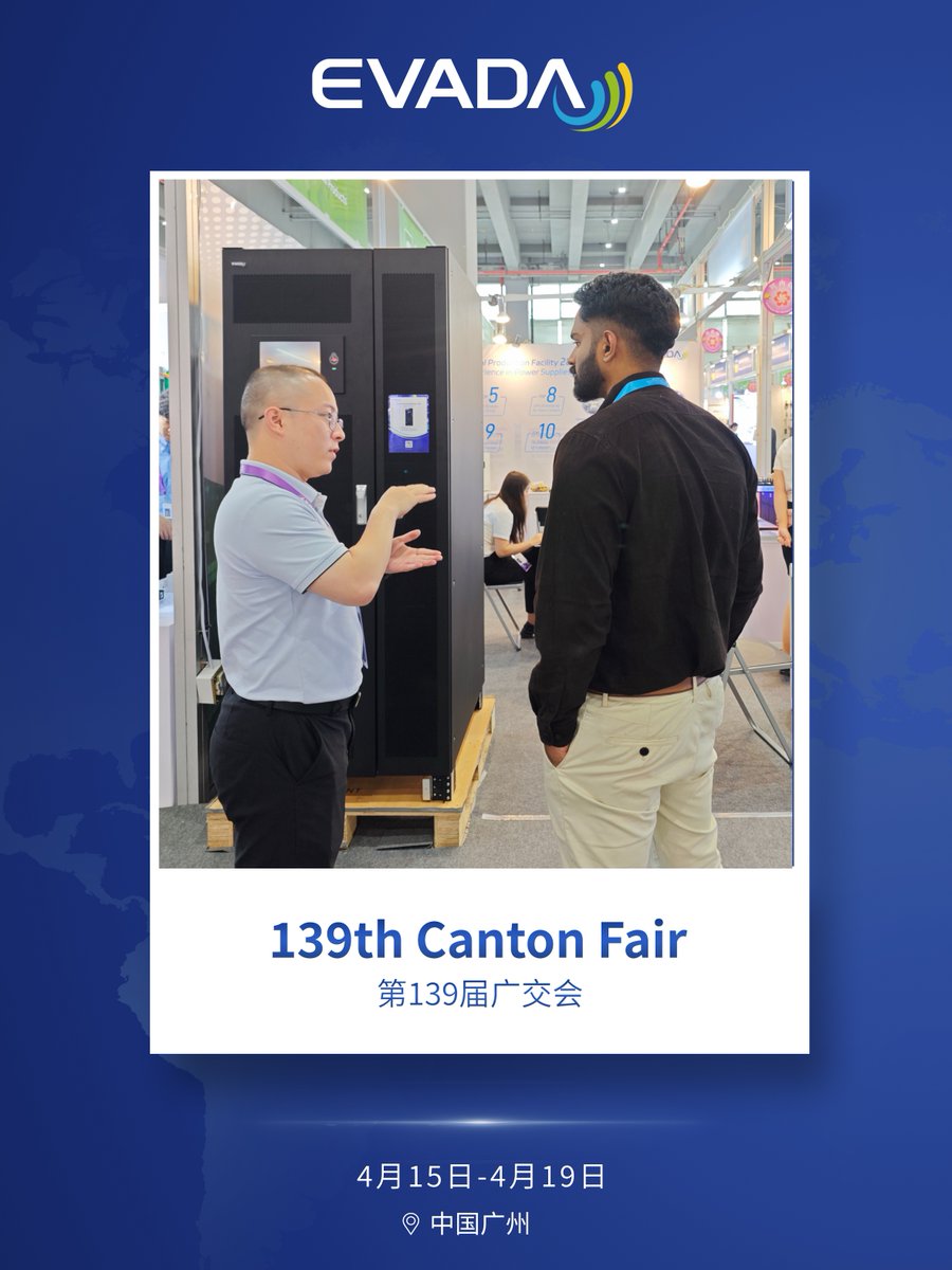 EVADATechnology's tweet image. It's live. Day 1 at Canton Fair. 
👉 Find us at 16.3 G12-13
👉 See the solutions up close
👉 Meet the team behind the tech
Don't just walk the fair. Experience it. See you there.
#CantonFair2026 #EVADA #PowerSolutions #UPS #ModularUPS #CriticalPower #DataCenter #EnergySolutions