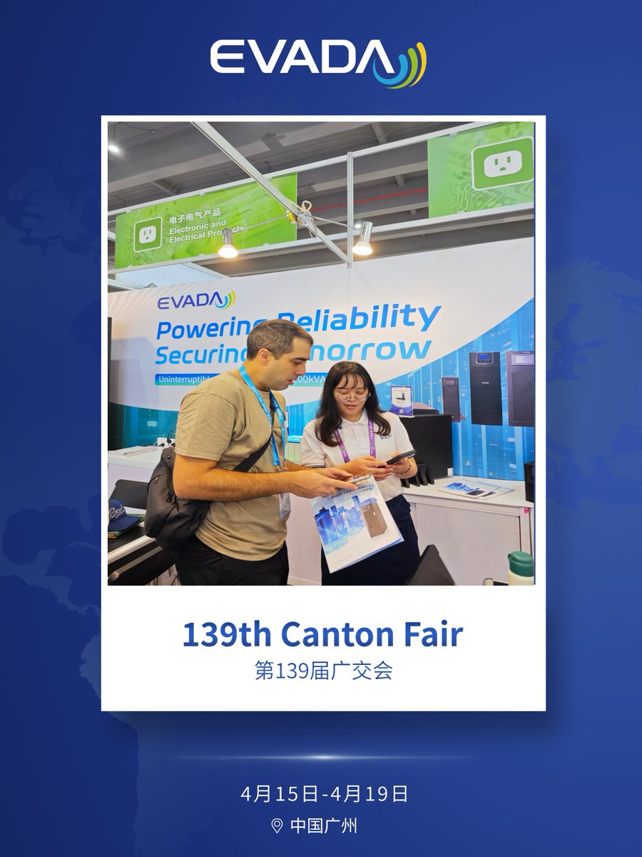 EVADATechnology's tweet image. It's live. Day 1 at Canton Fair. 
👉 Find us at 16.3 G12-13
👉 See the solutions up close
👉 Meet the team behind the tech
Don't just walk the fair. Experience it. See you there.
#CantonFair2026 #EVADA #PowerSolutions #UPS #ModularUPS #CriticalPower #DataCenter #EnergySolutions