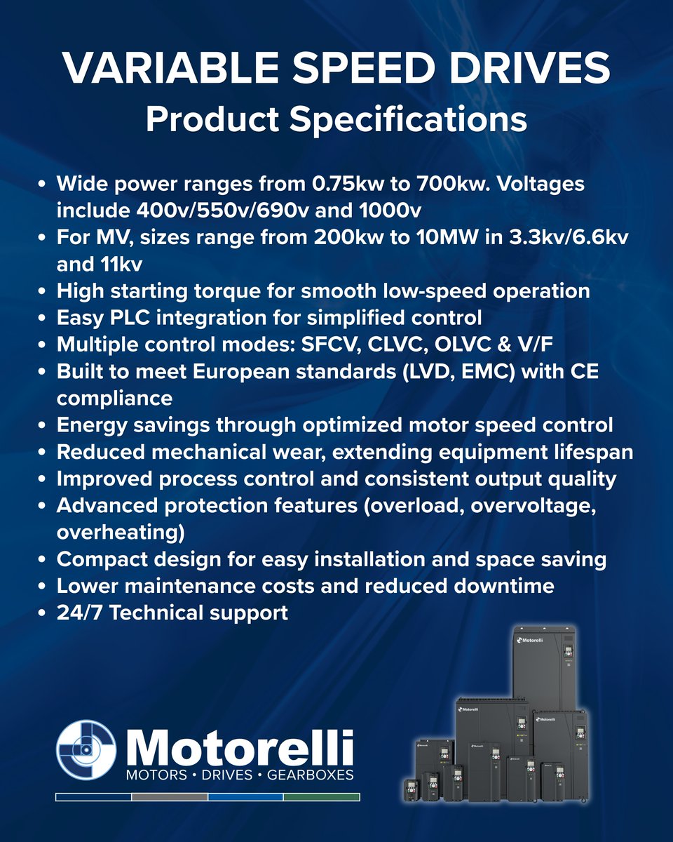 MotorelliEM's tweet photo. #VariableSpeedDrives

#Automation, #Control and #Efficiency . . . all in one⚡

The #MotorelliVariableSpeedDrive (VSD) range is engineered to give you #TotalControl, #ImprovedEfficiency and #LongTermReliability across your operations.

Visit https://t.co/lrzAtPLJIc to learn more! https://t.co/sf98rlForR