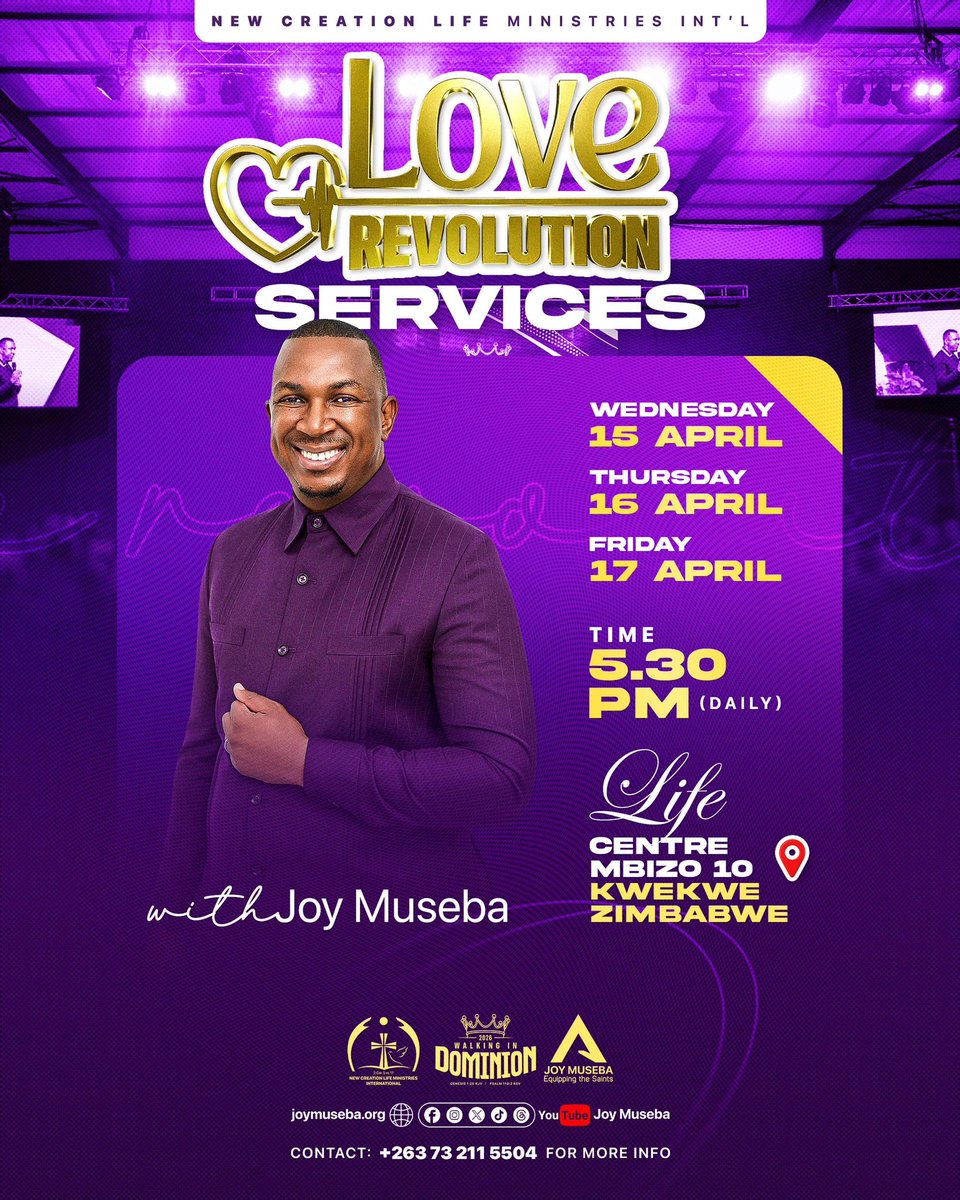 nclministries's tweet image. Starting this evening at the LIFE CENTRE

#JoyMuseba 
#LoveRevolution
#WalkingInDominion