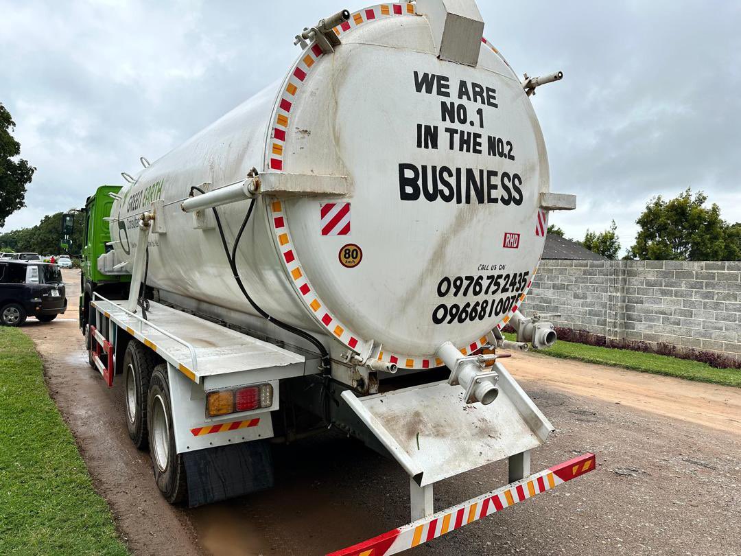 Sheneazar's tweet image. Need to get Sh!t together?
Call on us. 
Vacuum Tanker | Portable Toilets. 

Residential | Mining | Industrial | Events. 

All across Zambia.  

Quotations and Enquiries. 
sales@greenearthzm.com
+260 97 6752435
+260966810075
